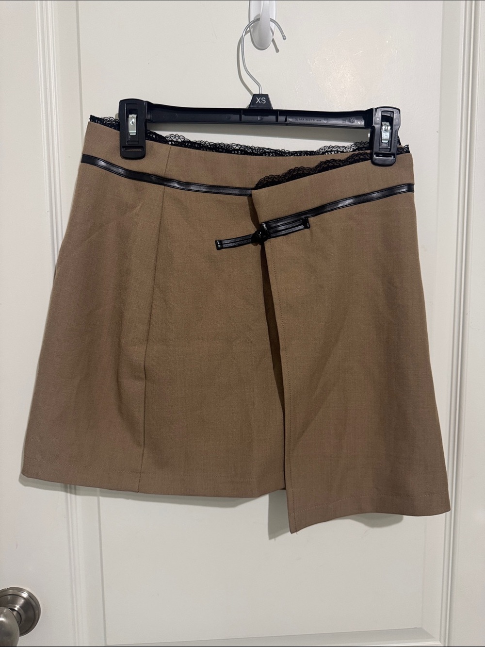 Commense Tan Mini Skirt with Black Trim